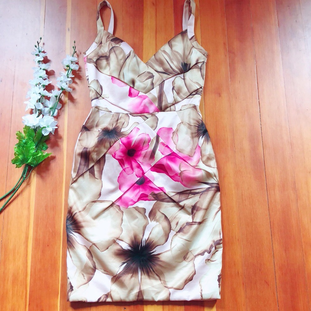 Gianni Versace Pink & Nude Floral Tank Silk Dress - Picture 1 of 8